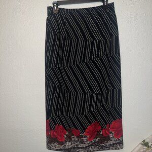 Sag Harbor Skirt sz 8P White Black  Red Faux Wrap Elastic Back New